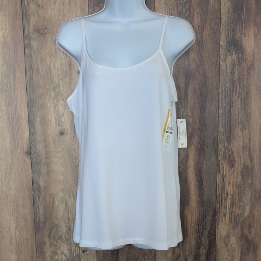 NWT Time and Tru Women's Classic White Adjustable Camisole Tank Top L  -N809